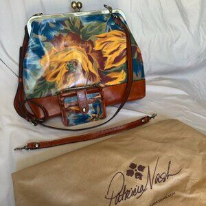 Patricia Nash Leather Elsworth Satchel and Miniature Wallet